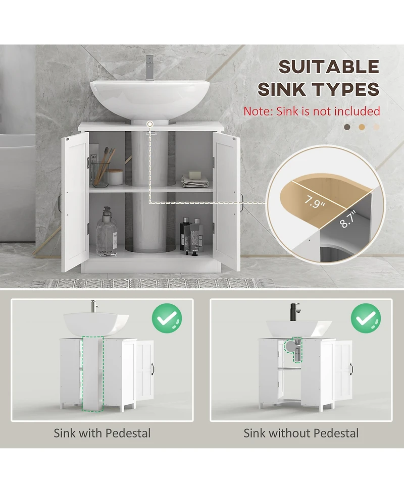 Midola Bathroom Sink Cabinet, Pedestal Sink Cabinet with Adjustable Interior Shelf, U-Shaped Cutout for Bathroom