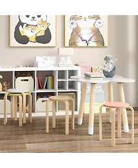 Gymax 4 Piece Bentwood Stackable Backless Stools Stacking Wood Stool with Round Tops