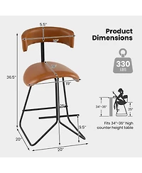 Gymax Set of 4 Modern Counter Height Stools with Curved Padded Back and Seat Metal Legs