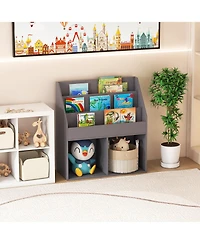 Gymax Kids Wooden Bookshelf Bookcase Children Toy Storage Cabinet Organizer