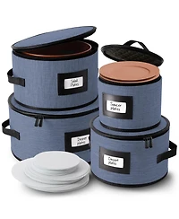 StorageBud Fine China Storage Containers Hard Shell, 4 Piece Dish Storage Containers