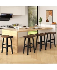 Gymax 29 Inch Set of 4 Bar Stools Bar Height Barstools with Saddle Seat