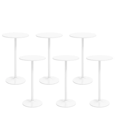Gymax Set of Round Bar Table with Adjustable Height and Metal Base Modern Cocktail Table