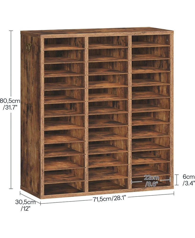 Slickblue Wooden Literature Organizer with 36 Compartments for Files and Documents