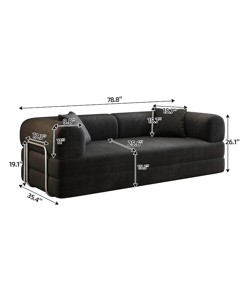 Maison Boucle Modular Sofa Bed Convertible Floor Couch Corduroy Sleeper Futon