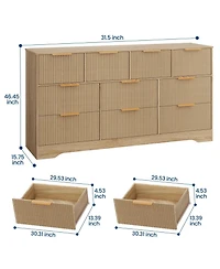 homfan 10 Drawer Tv Stand Dresser with Fluted Texture and Metal Handles for Living Room, Bedroom, Office