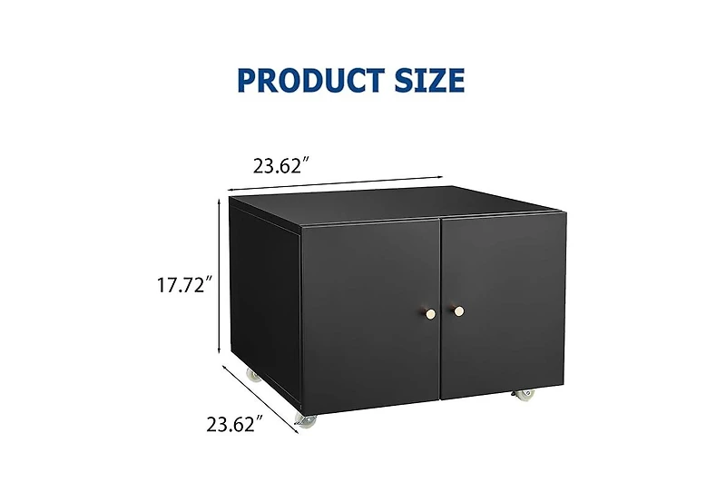 homfan Mobile Metal File Cabinet and Mini Fridge Stand Rolling Under Desk Printer with Adjustable Shelf Doors