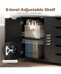 Slickblue 5-Drawer Storage Cart with Side Cabinet for Home or Office