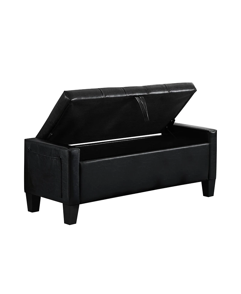 sumyeg Pu Storage Ottoman Bench with Safety Hinge, Upholstered Entryway Seating, 350 lb.Capacity