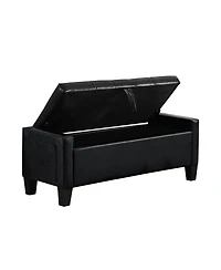 sumyeg Pu Storage Ottoman Bench with Safety Hinge, Upholstered Entryway Seating, 350 lb.Capacity