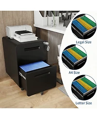 gaomon Metal Mobile File Cabinet with Lock, 2 Drawer Vertical Rolling Filing Cabinet, Under Desk Storage for Home Office Study Room