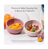 Sperric Silicone Baby Feeding Set, Suction Bowls with Lids and Spoons, Waterproof Baby Bibs, Stacking Teether Toys, Bpa Free Baby