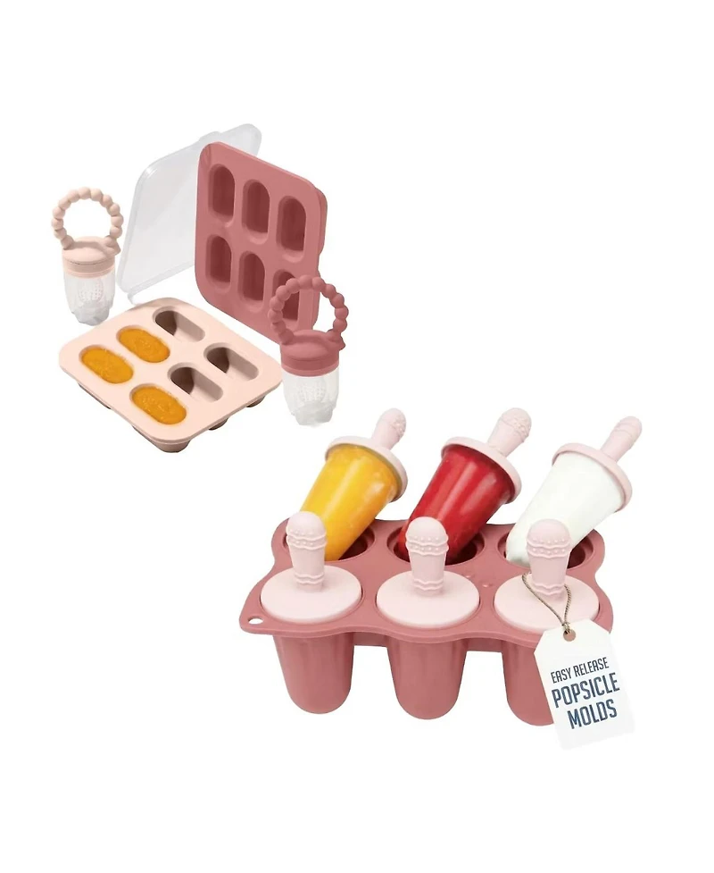 Sperric Baby Teething Popsicle Set, Baby Ice-Popsicle Mold Silicone Baby Fruit Feeders with Freezer Tray, Bpa-Free, Dishwasher Safe, Freezer Safe