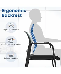 Gymax Piece Conference Chairs Stackable Office Guest Mesh Chair Waiting Room Wheels