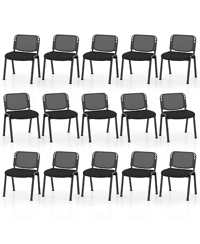 Gymax Set of 15 Mesh Conference Room Chairs with Upholstered Fabric Seat for Home Office