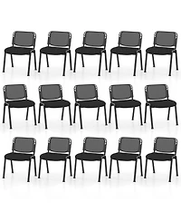 Gymax Set of 15 Mesh Conference Room Chairs with Upholstered Fabric Seat for Home Office