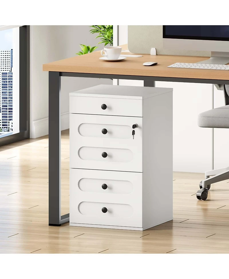 Slickblue Rolling File Cabinet with 3 Drawers and Lock for Letter Size Files