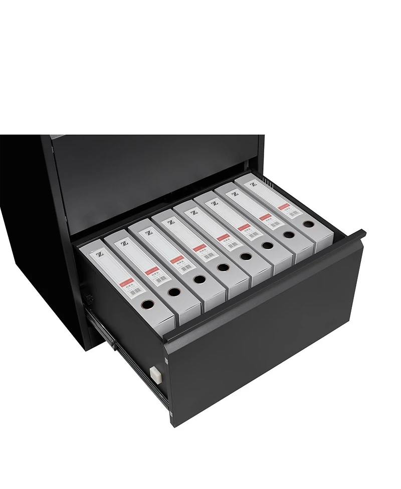homfan Lateral File Cabinet with Lock 3-Drawer Steel Filing Cabinet for Home Office - Legal/Letter/A4/F4 Files