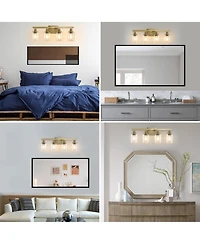 Midola 24" 4-Light Vanity Light with Clear Glass Shades, Modern Iron Metal Bathroom Wall Fixture for Mirror, Ideal for Bathroom and Dressing Table