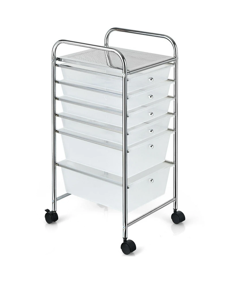 Gouun 6-Drawer Rolling Storage Cart Organizer Clear Drawers Casters