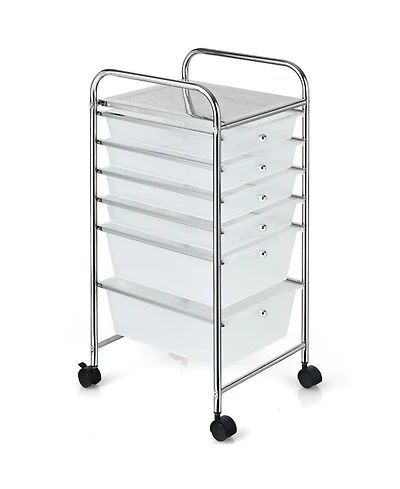 Gouun 6-Drawer Rolling Storage Cart Organizer Clear Drawers Casters