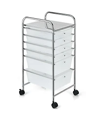 Gouun 6-Drawer Rolling Storage Cart Organizer Clear Drawers Casters