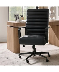 Hulala Home Anagrace Martha Modern Industrial Simple Assemble Faux Leather Swivel Tilting Office Chair with High Back