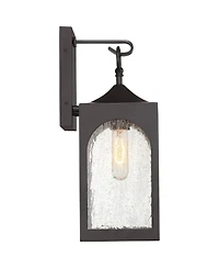Possini Euro Design Tyne Modern Outdoor Wall Light Fixtures Set of 2 Metal 16 1/2inch Seedy Glass for Post Exterior Barn Deck House