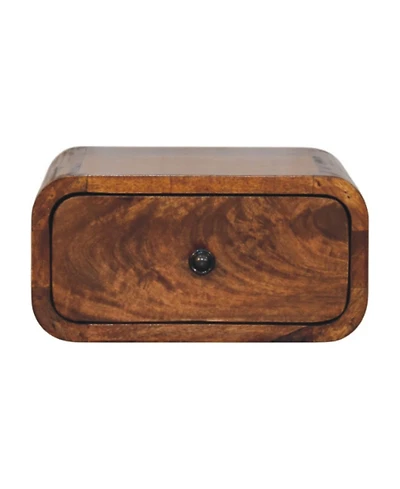 HomeRoots 12" Chestnut Solid Wood One Drawer Floating Nightstand