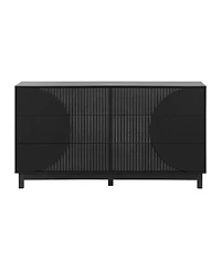 Clihome 60" W Modern 6-Drawer Fluted Dresser Chest