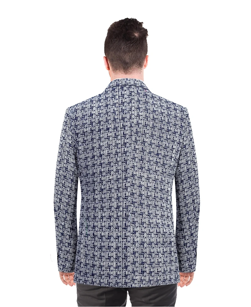 Elie Balleh Men's Slim Fit Hound tooth Brocade Blazer