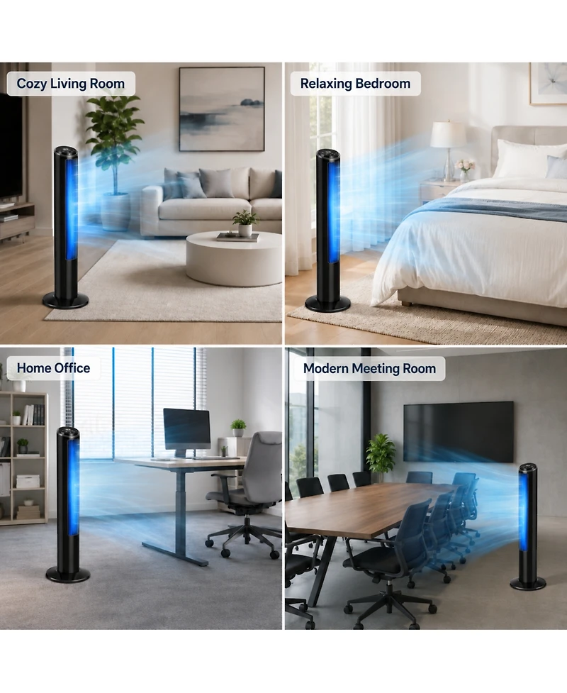 Ltmate Global Inc. Tower Fan Oscillating with Remote Control, 75° 3 Speeds & 2 Modes, 15H Timer Floor Fan with Led Display, 40”Portable Fl