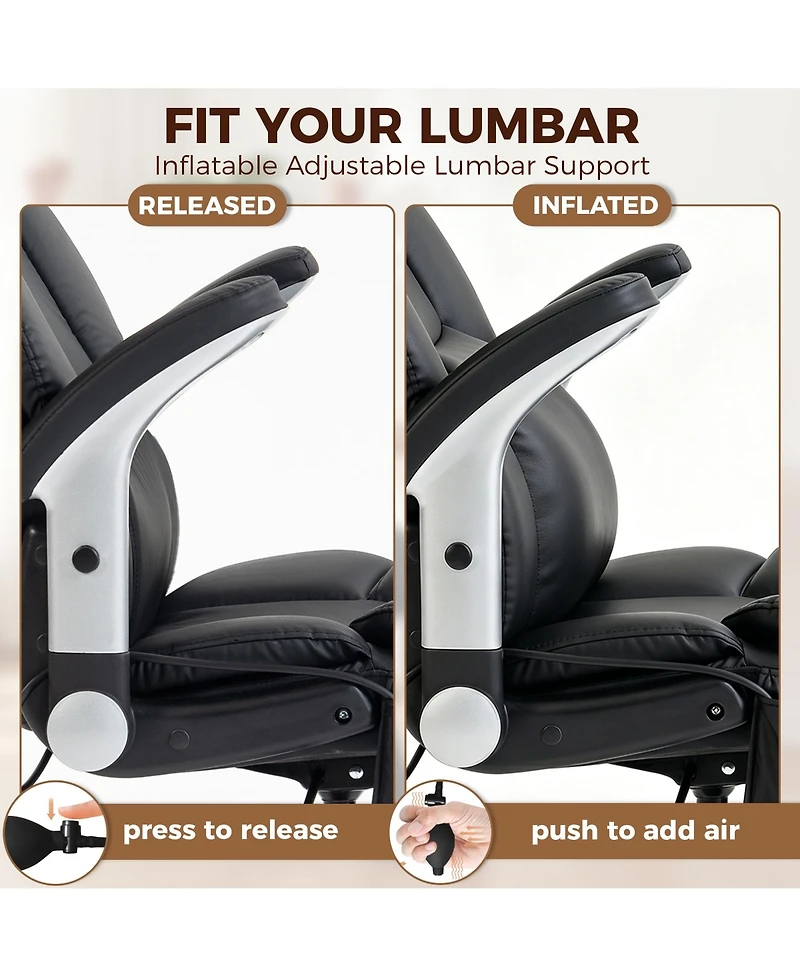 Homcom 400LBS Office Chair with Airbag Lumbar Support, Desk