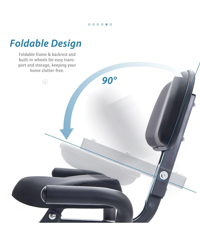 Zeny Folding Exercise Bike, Fitness Upright and Recumbent X-Bike with 16-Level Adjustable Resistance, Arm Bands and Backrest