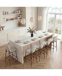 Maison Boucle Set of 6 Counter Height Stools with Back Seat, Metal Legs
