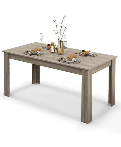 Gymax 63 Inch Dining Table Rectangular Modern Kitchen Table For 6 People Home Furniture