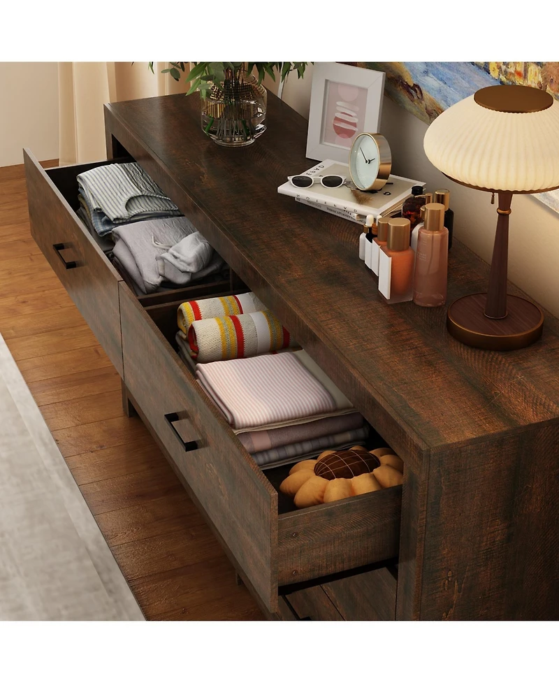 Homsee 6-Drawer Chest of Drawers - 63-Inch-Wide Storage Cabinet with Handles | Tall Dresser for Bedroom, Living Room