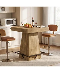 Tribesigns Square Bar Table, 37.4-Inch High Pub Table with Metal Footrest for Small Bars, Dining Room, Bistro, Kitchen