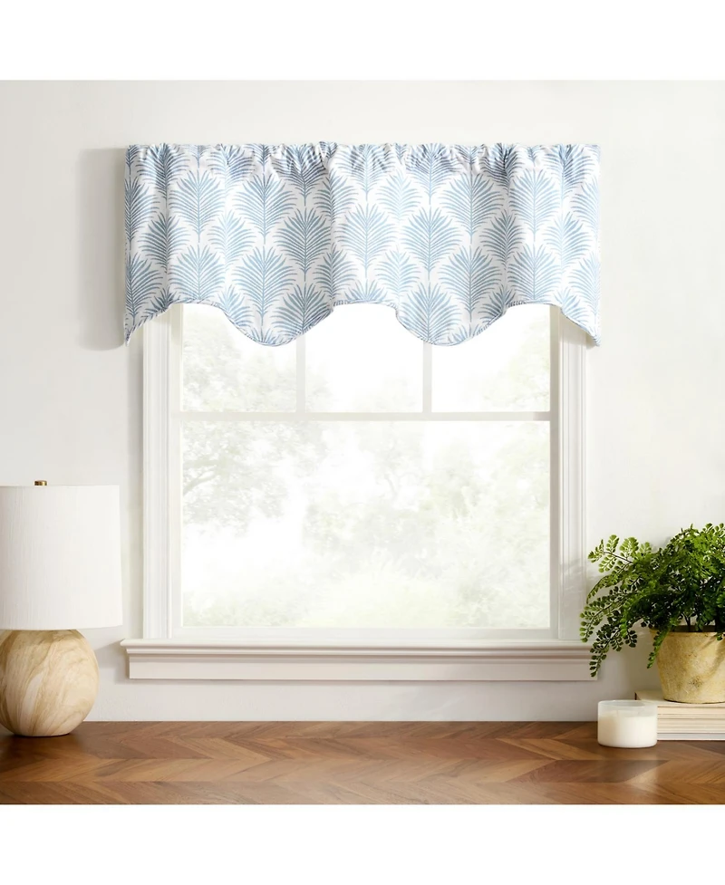 Ellis Curtain Palmetto 100percentage Cotton Scallop Poly-Cotton Lined Rod Pocket Valance