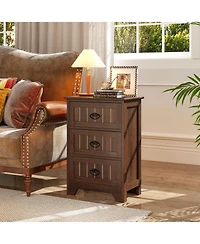 Slickblue 3 Drawer Wood Nightstand with Storage Bedside End Table for Bedroom