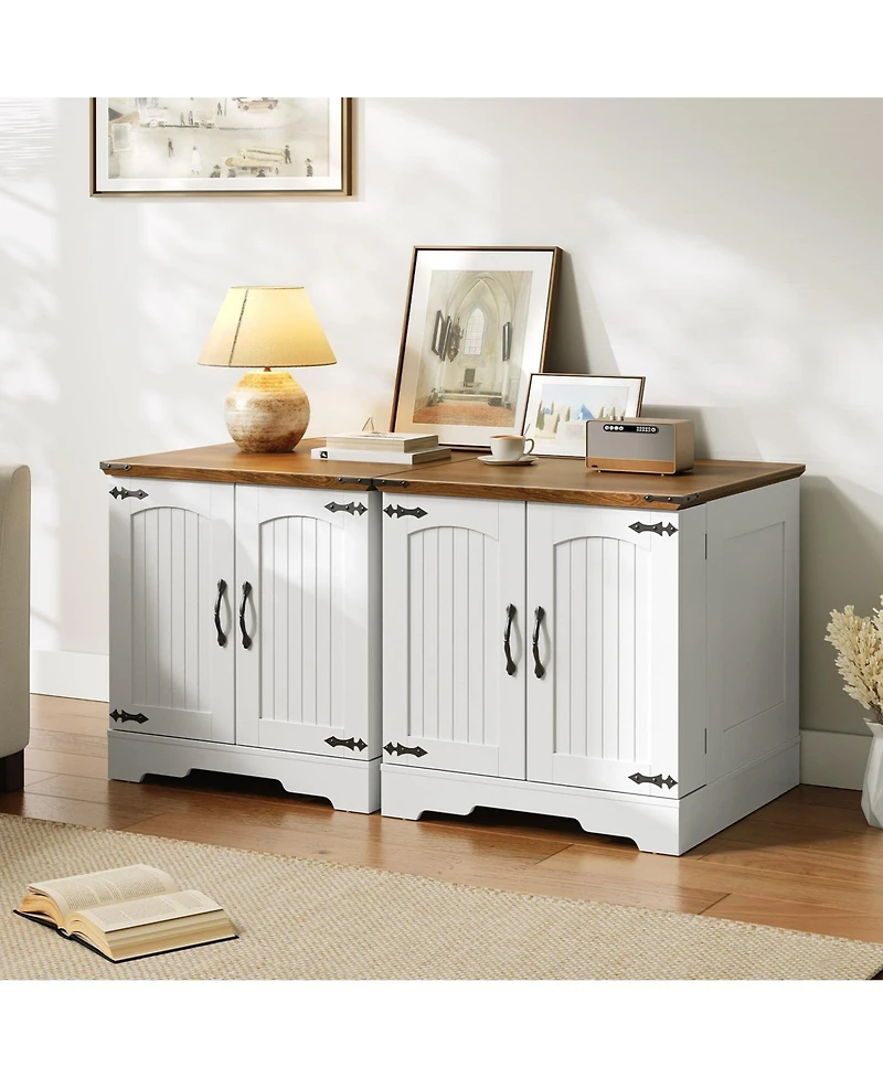 Slickblue Large Farmhouse Nightstand 23.6 Inch with Built-In Charging Station