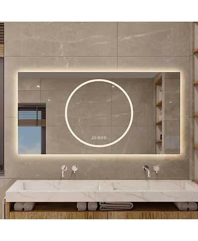 Laoties 48" x 24" Led Bathroom Vanity Mirror with Lights, Wall Mounted Anti-Fog Lighted Bathroom Mirror, Modern Makeup Mirror for Bathroom