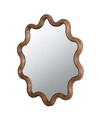 Laoties 31" Decorative Wall Mirror, Gear-Shaped Pine Wood Accent Mirror for Living Room, Entryway and Bedroom