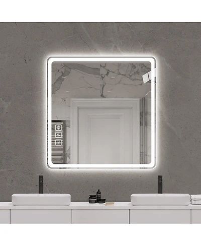 Laoties 36" x 36" Led Bathroom Vanity Mirror, Square Wall Mounted Lighted Mirror with Anti-Fog and Dimmable Lights
