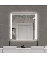 Laoties 36" x 36" Led Bathroom Vanity Mirror, Square Wall Mounted Lighted Mirror with Anti-Fog and Dimmable Lights