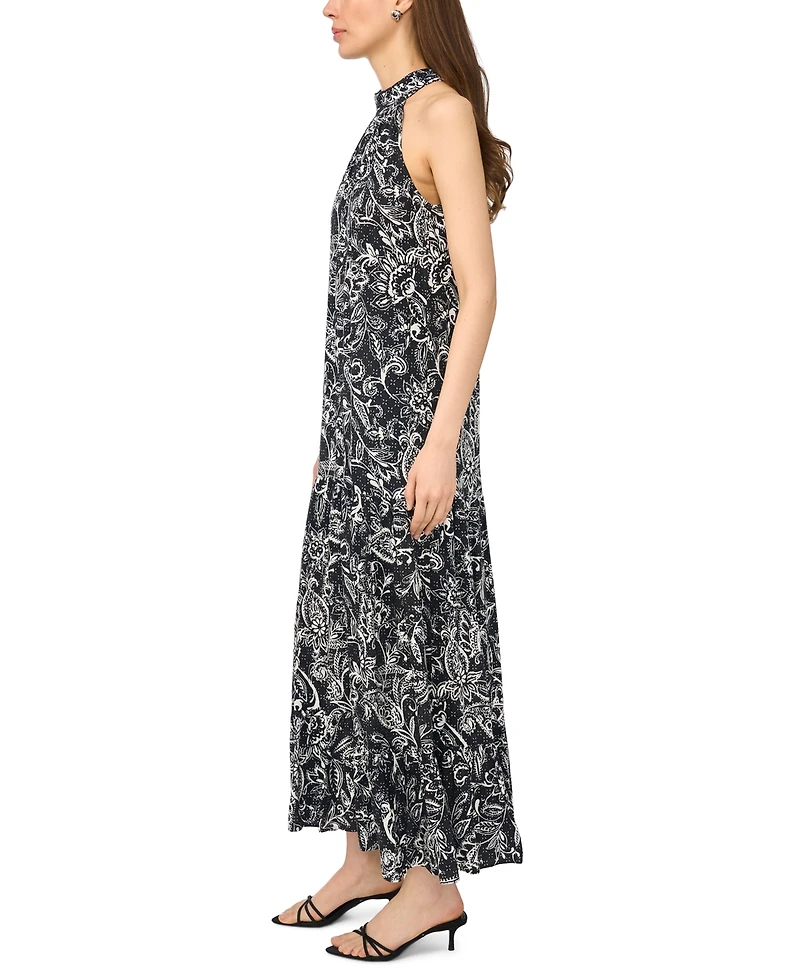 Msk Women's Strapless Halter Neck Tiered Maxi Dress