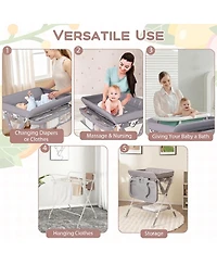 Gouun Baby Portable Foldable Diaper Changing Station with 3-Level Adjustable Height