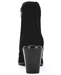 Nine West Women's Raxton Suede Whipstitch Block Heel Booties