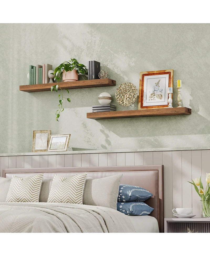 Slickblue Wall-Mounted Storage Shelves Set of 2 for Bedroom or Living Room