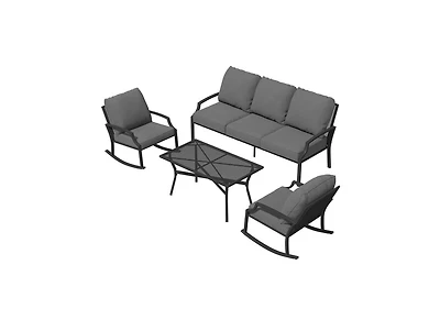 Aecojoy 4-Piece Outdoor Patio Furniture Set with Rocking Chair, Metal Conversation Bistro